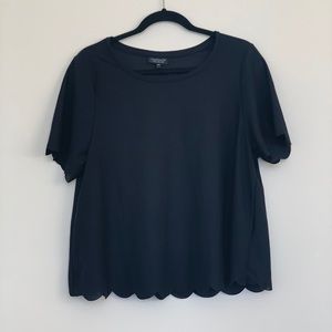 Topshop Scallop Trimmed Crop Top- Black